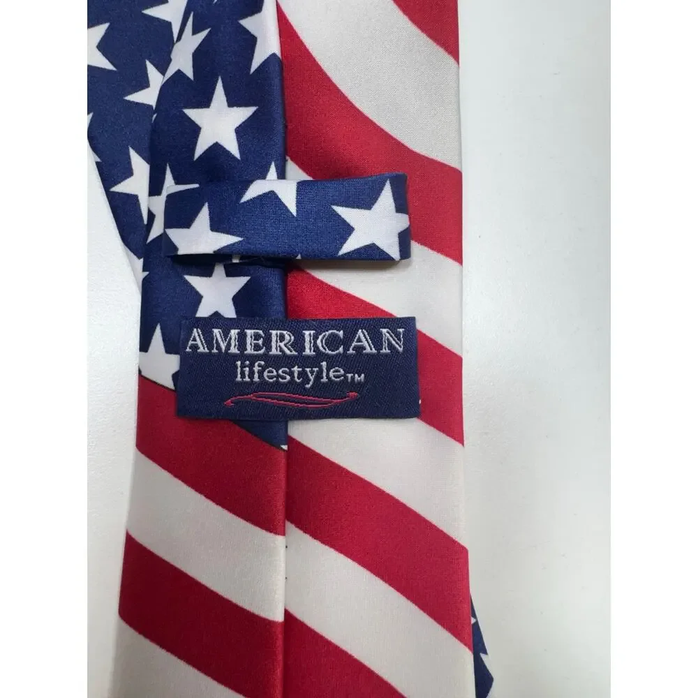 Men’s Stars And Stripes Neck Tie Red Blue Color Festival USA Patriotic July 4Th